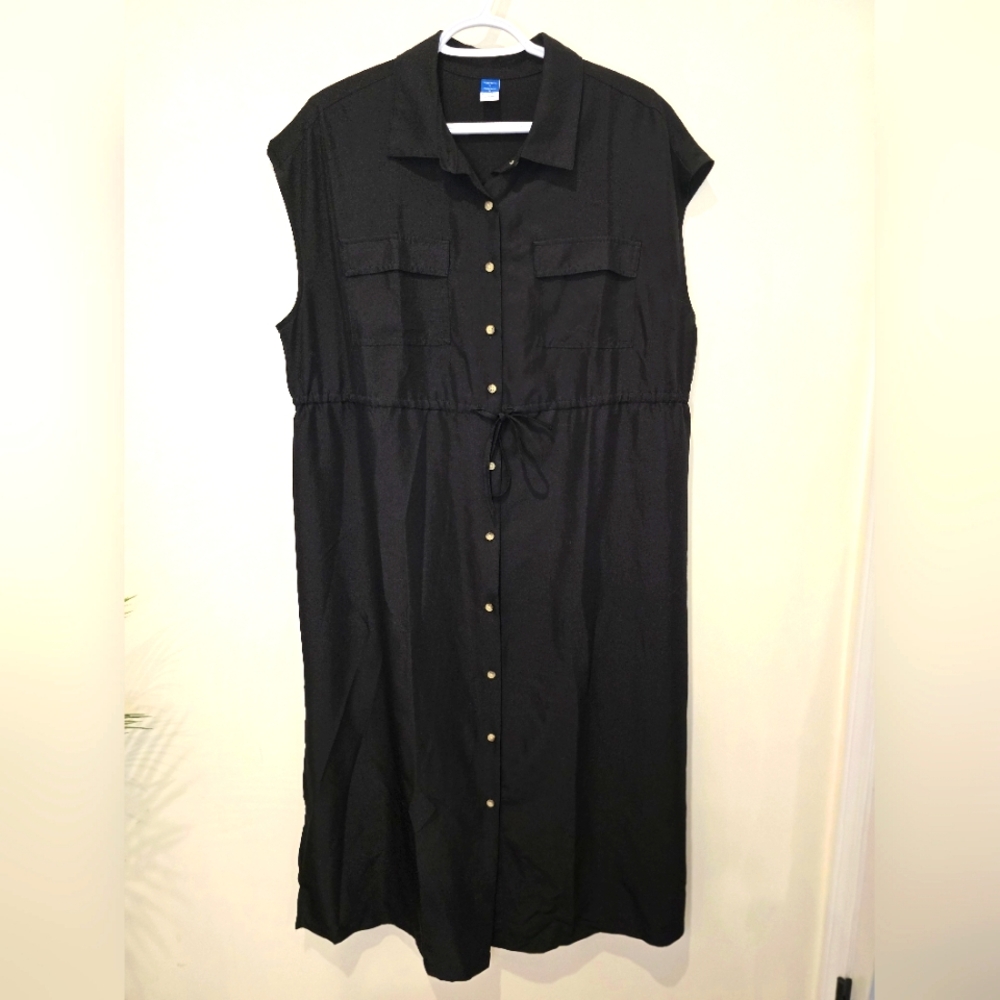 Old Navy Maternity Dolman Sleeve Utility Midi Dress size L black and green